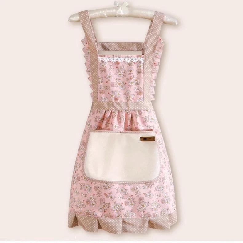Breathable Princess Skirt Apron with Double Pockets for Women, Ideal for Home Kitchen Cooking. Anti-fouling and Durable Work Clothes