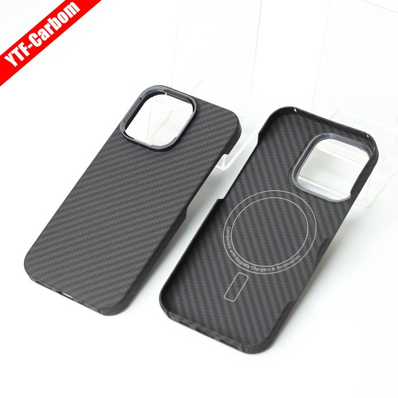 YTF-Carbon for iPhone16Promax Carbon Fiber Mobile Phone Case Aramid Fiber Magnetic 16Pro Protective Case Business 16plus