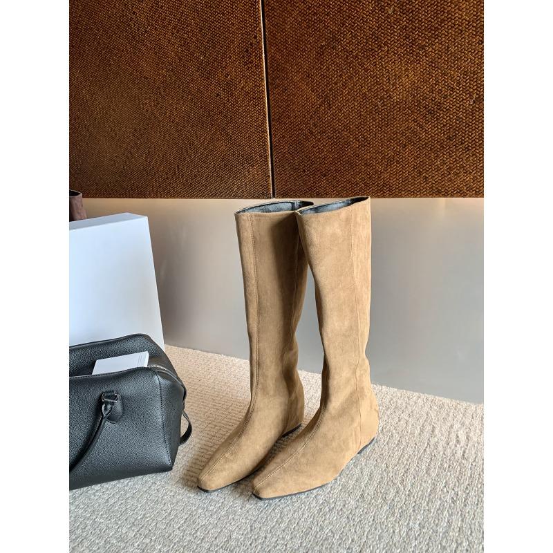 

Cowhide version~ Suede small inner height increasing boots women s thin boots square head knight boots versatile tall boots 40