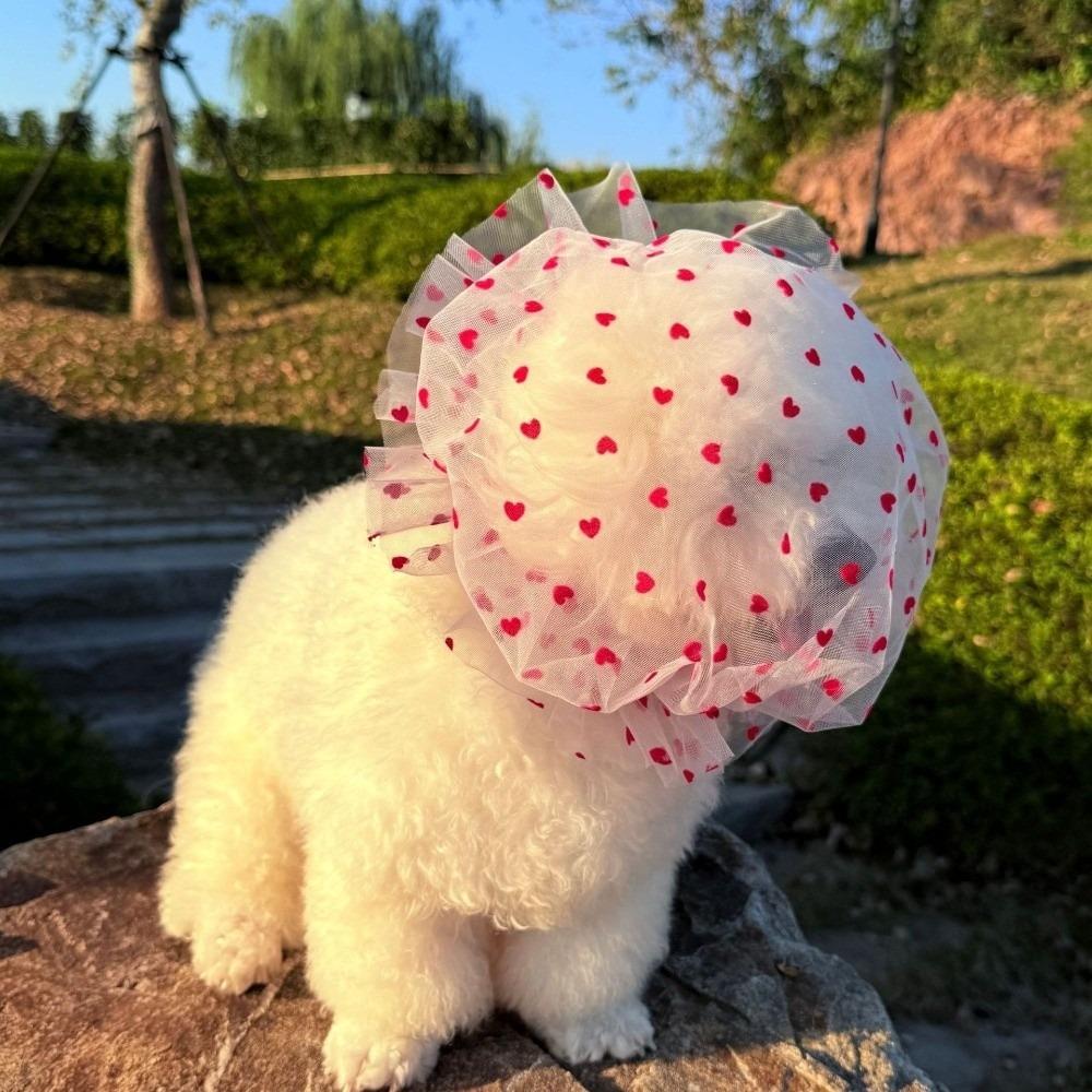 Mesh Pet Anti-Mosquito Headgear Breathable Adjustable Dog Anti Licking Headgear Love/Wave Point Pattern Dog Protective Mask