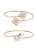 Set of 2 Rose Gold Contemporary Cubic Zirconia Brass Kada Style Bracelet For Women