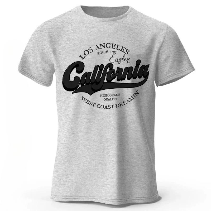 Summer Fashion Heavyweight Retro Men's English Letters 100% Cotton Printed Round Neck High-quality Casual Fitness Street T-shirt