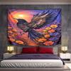 "Majestic Raven In Vibrant Floral Glow" Pattern Wall Hanging Tapestry Decorative Tapestry Home Decor for Bedroom and Living Room