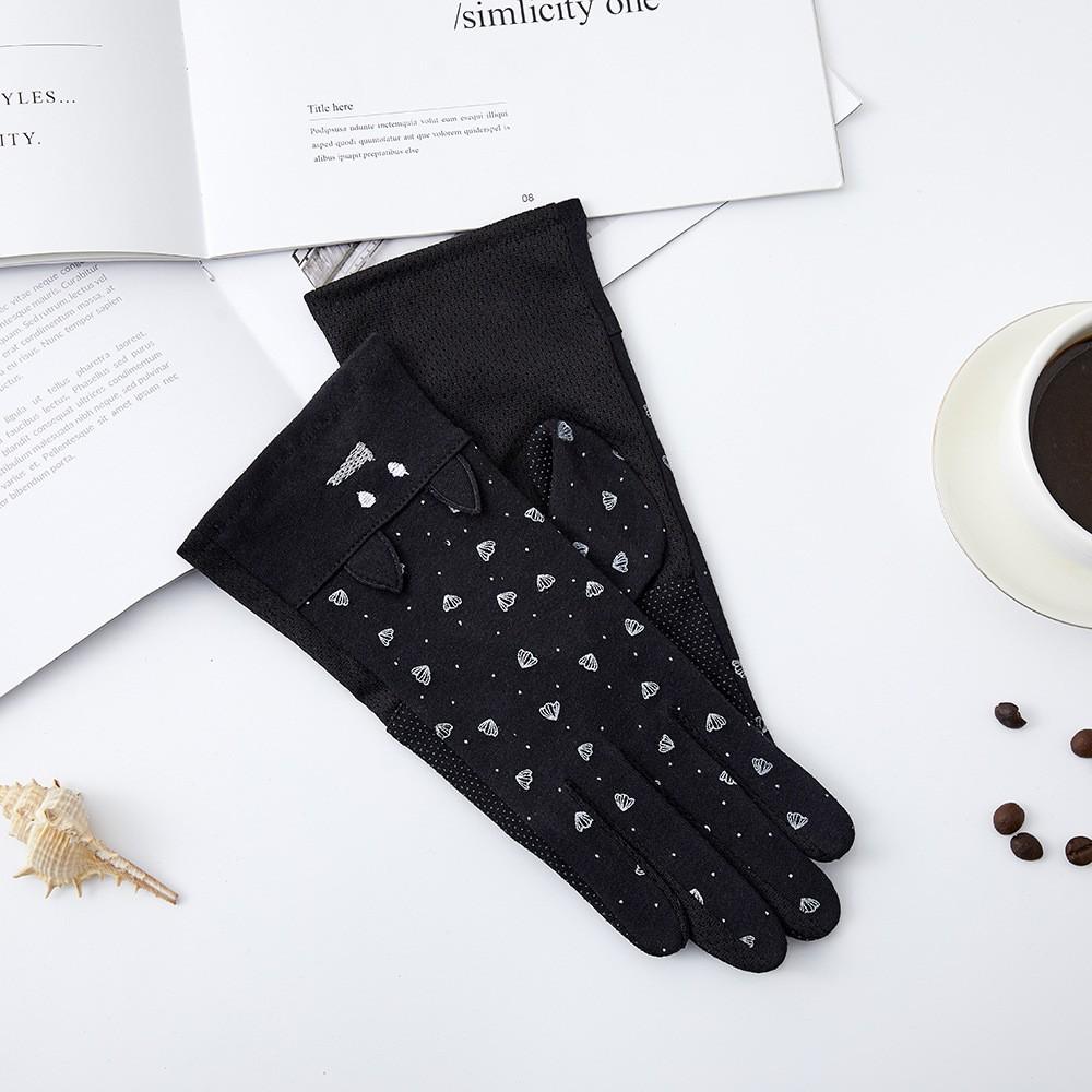 Women's Sunscreen Gloves New Spring and Summer Driving Korean Version of Lace Bow Riding Anti Slip Thin Touch Screen Gloves