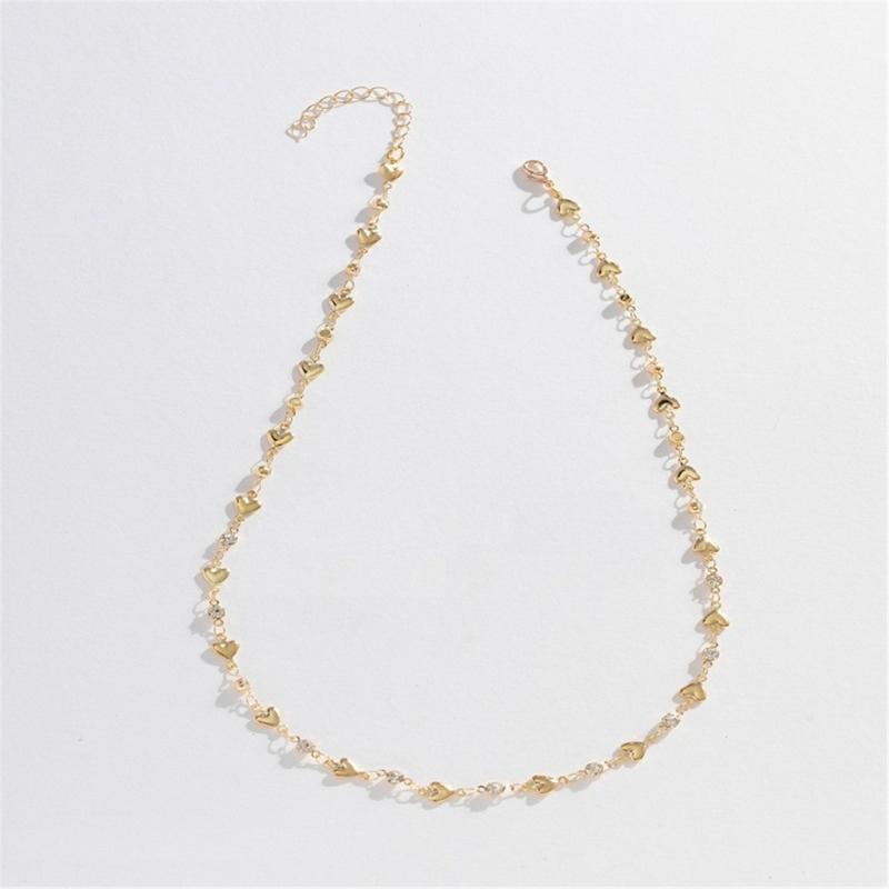 3 Pieces Delicate Heart Y Chain Necklace and Bracelet Set For Ladies Holiday Body Jewelry Gifts Adjustable Length