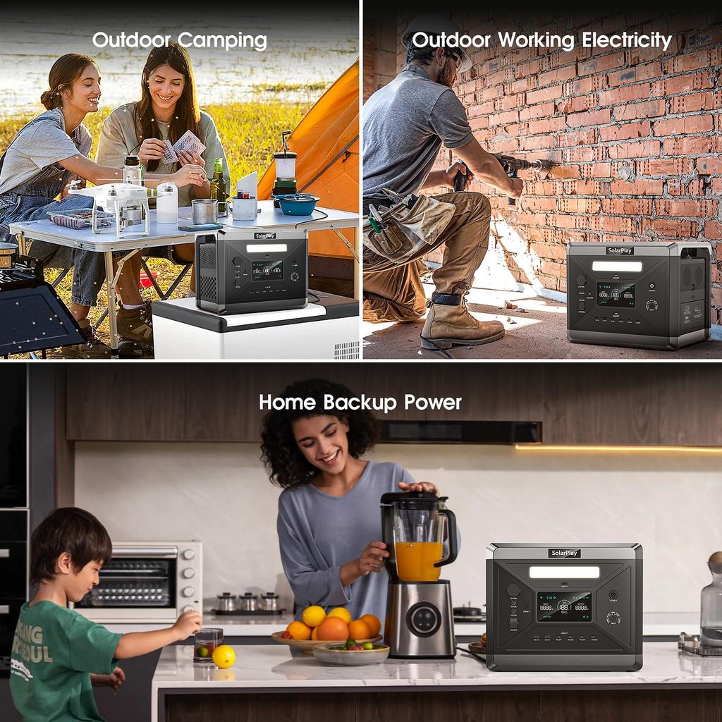 SolarPlay Warehouse Delivery 2400w Portable Power Station 2160Wh Lifepo4 Solar Generator for Home Emergency