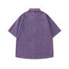 Japanese Retro Streamer Decorative Purple Plaid Short-sleeved Shirt Summer Loose Casual Lapel Shirt for Men and Women