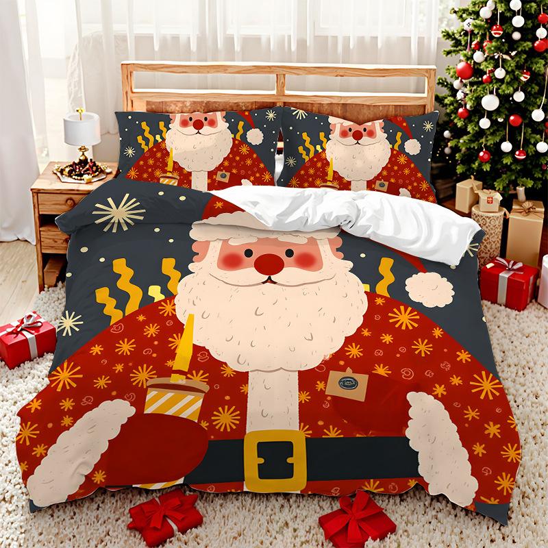 3D Digital Printed Bedding Two Three Piece Santa Polyester Quilt Set
