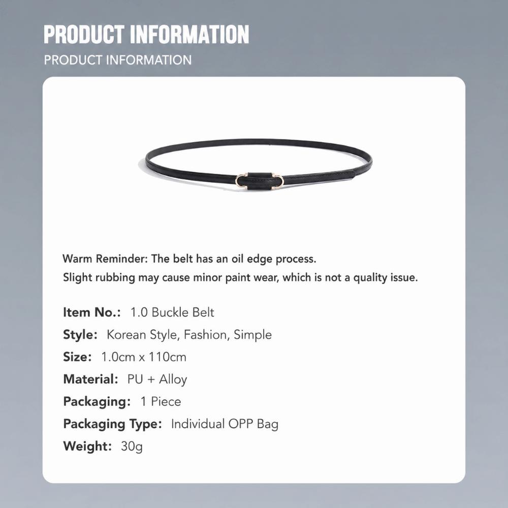 PU Leather Slim Belt Thin Dress Belt Simple Waist Belt  Women Accessories