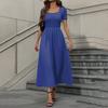 Women's Fashion Casual Short Sleeve Round Neck Splicing Elegant Temperament Dress