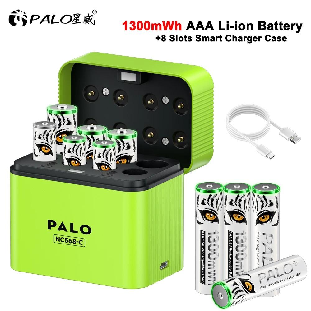 PALO Caricabatterie Intelligente 1.5V AA+AAA Batteria Ricaricabile ad Alte Prestazioni con Batteria agli Ioni di Litio 1.5V AAA