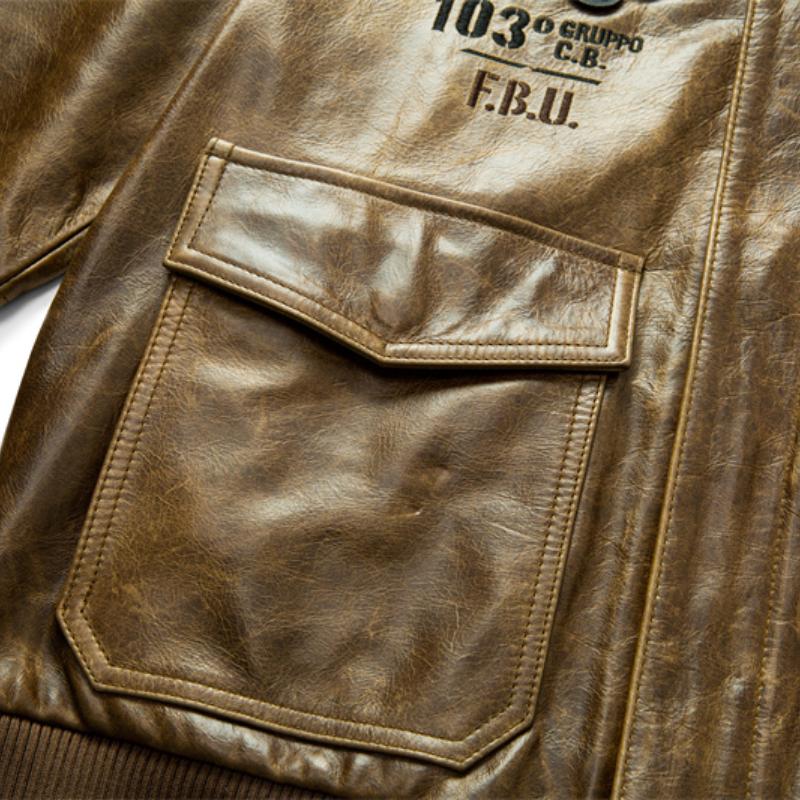 Costum de zbor Jachetă din piele naturală pentru bărbați, primăvară, toamnă, ulei, ceară, cal, jachetă din piele pentru bărbați, pentru pilot, jachetă din piele, haină la modă