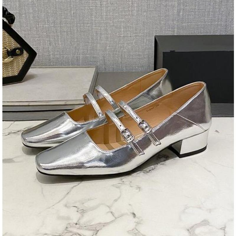 

Fashion New Women Mary Jane Shoes Ladies Fashion Shallow Square Toe Thick High Heel Women s Elegant Ballerinas Shoes High Heel Pumps 40 серебряный