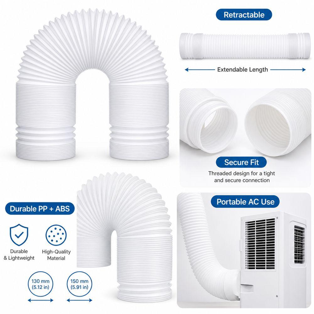 150/200CM Air Conditioner Exhaust Hose Duct Connector for Mobile Air Conditioning Home Ventilation