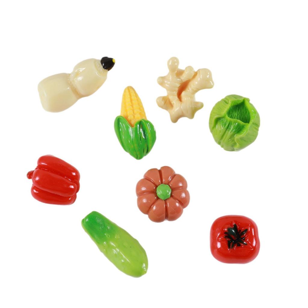 5pcs Simulated Fruit Resin Ornaments Mini Food Vegetables Fingertip Mini Handicraft DIY Hair Clips Phone Case Resin Accessories