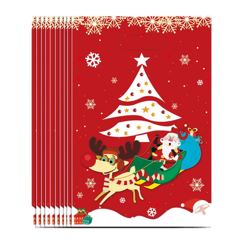 10Pcs Christmas Gift Bag Treat Bag Pouch Handbag for Gifts Wrapping Tote Bag