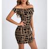 Popolare Abito Sexy da Donna alla Moda Europea e Americana, aderente, slim-fit, stampato, monospalla