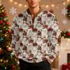 Men's Casual Christmas-printed Semi-zipper Retro Long-sleeved Sweatshirt