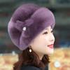 Elegant Women Winter Hat Russian Flower Decor Thickened Warm Solid Color Autumn Winter Thermal Middle-aged Cap For Outdoor
