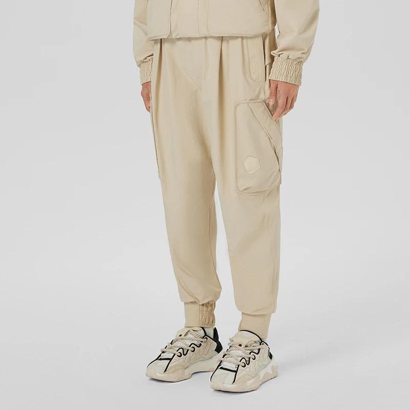 Li Ning X Jackie Chan Kung Fu Series Solid Color Cuffed Waistband Loose Casual Pants Men Pants Khaki AKXSB01-2