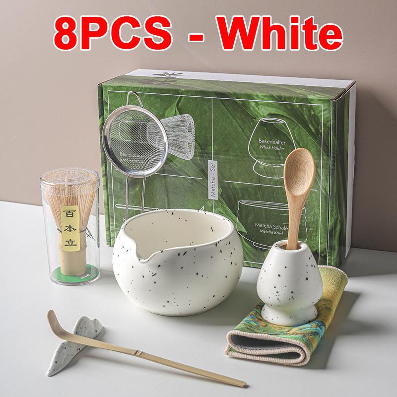 Set Cadou Matcha Tradițional 4/5/7/8 buc Tel Matcha Bambus Linguriță Bol Matcha Ceramic Suport Tel Seturi Ceai Japonez