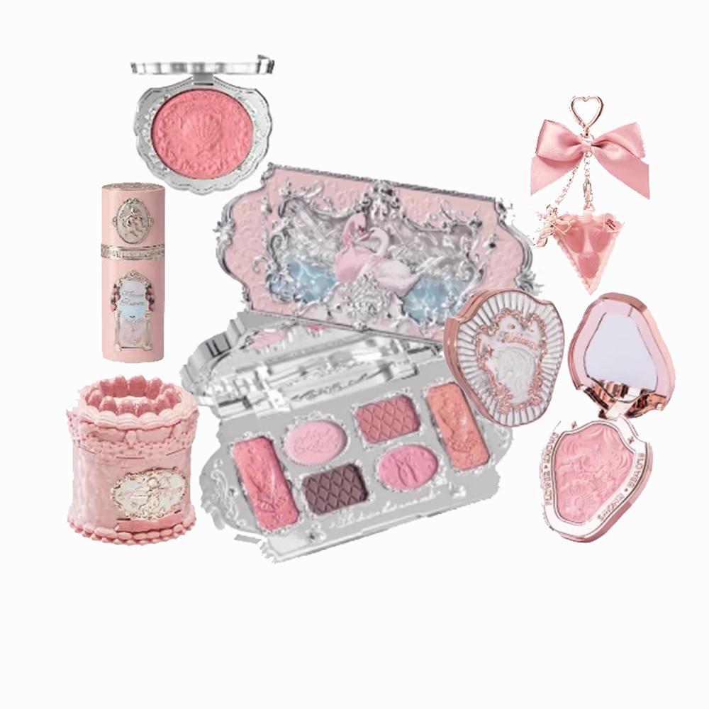 Flowerknows Free Combination Makeup 4pcs Set Lip Mud Highlighter Powder Blusher Eye Shadow Professional Makeup Gift For Girl