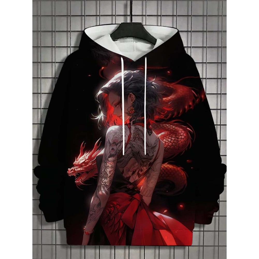 Men's Hoodie Bad Girl Tattoo Sexy Beauty Pattern 3D Printed Top Spring Autumn New Fashion Casual Hip Hop Neutral Hoodie Tops