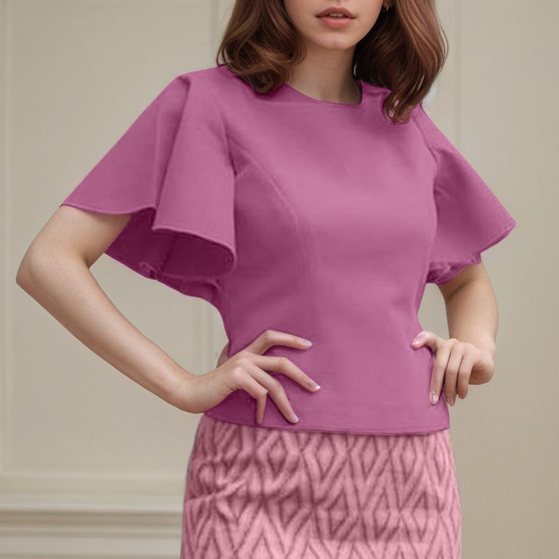 

ZANZEA Женская летняя блузка с оборками, с коротким рукавом, свободного кроя, в повседневном стиле M