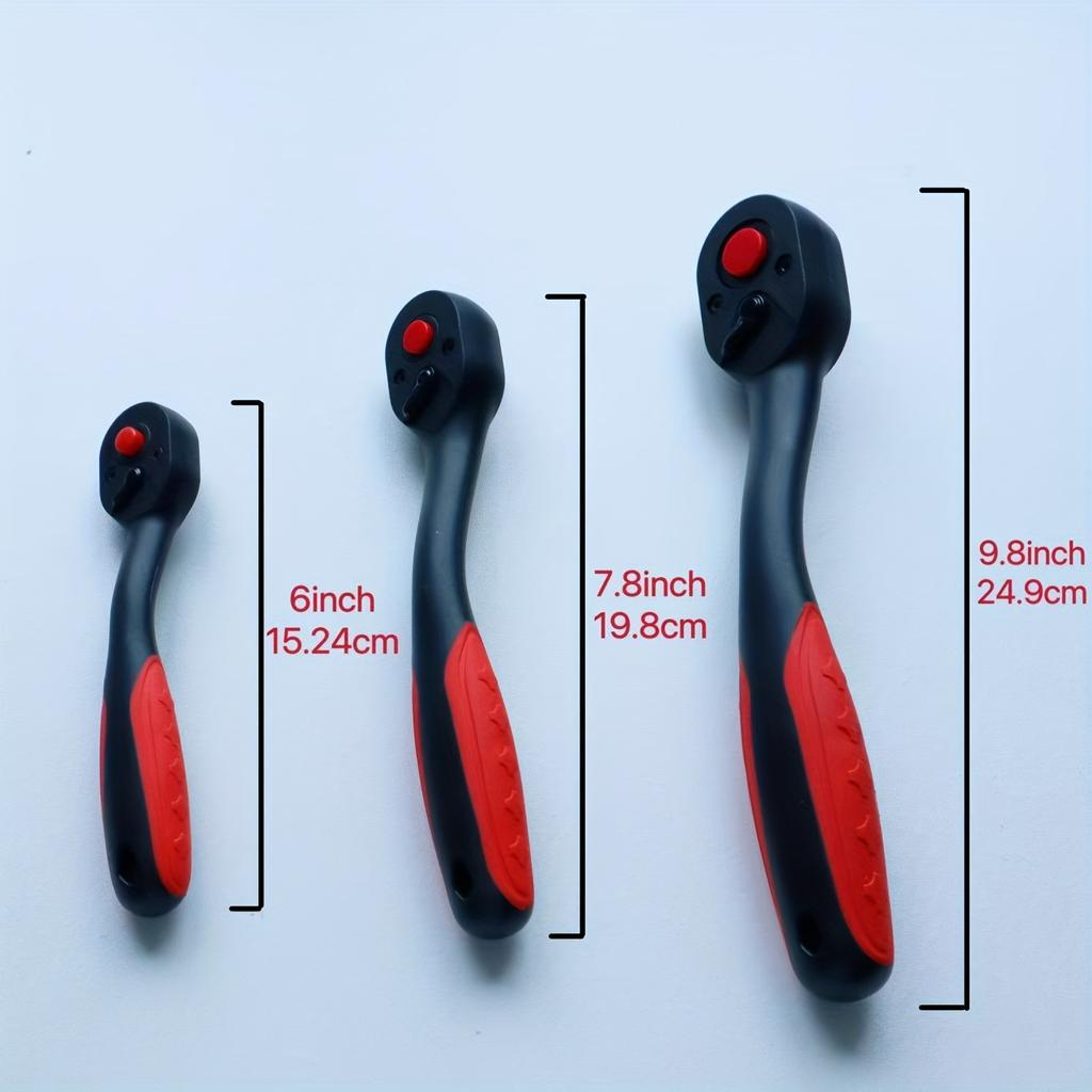 Set of 3-piece 72-tooth Compound Ratchet Wrench Set, Full Composite Housing In Chrome Vanadium Steel, Chrome Handle, Quick Loading