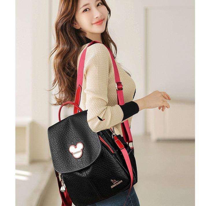 Schoolbag1011 Autumn New Fashion Simple Shoulder Shoulder Korean Version Atmospheric Backpack Trend Travel Women's Bag