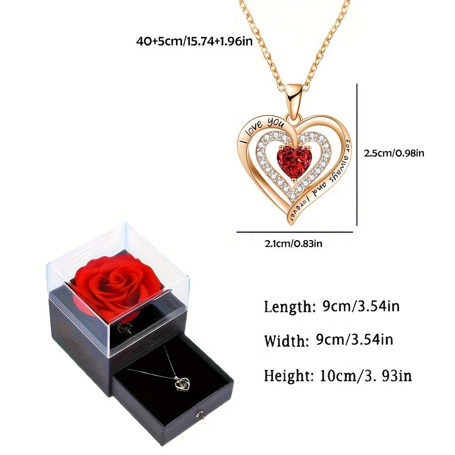 Luxury Red Zircon Pendant Necklaces With Rose Flower Gift Box For Girlfriend Women I Love You Gifts 2025 Trendy Wedding Jewelry