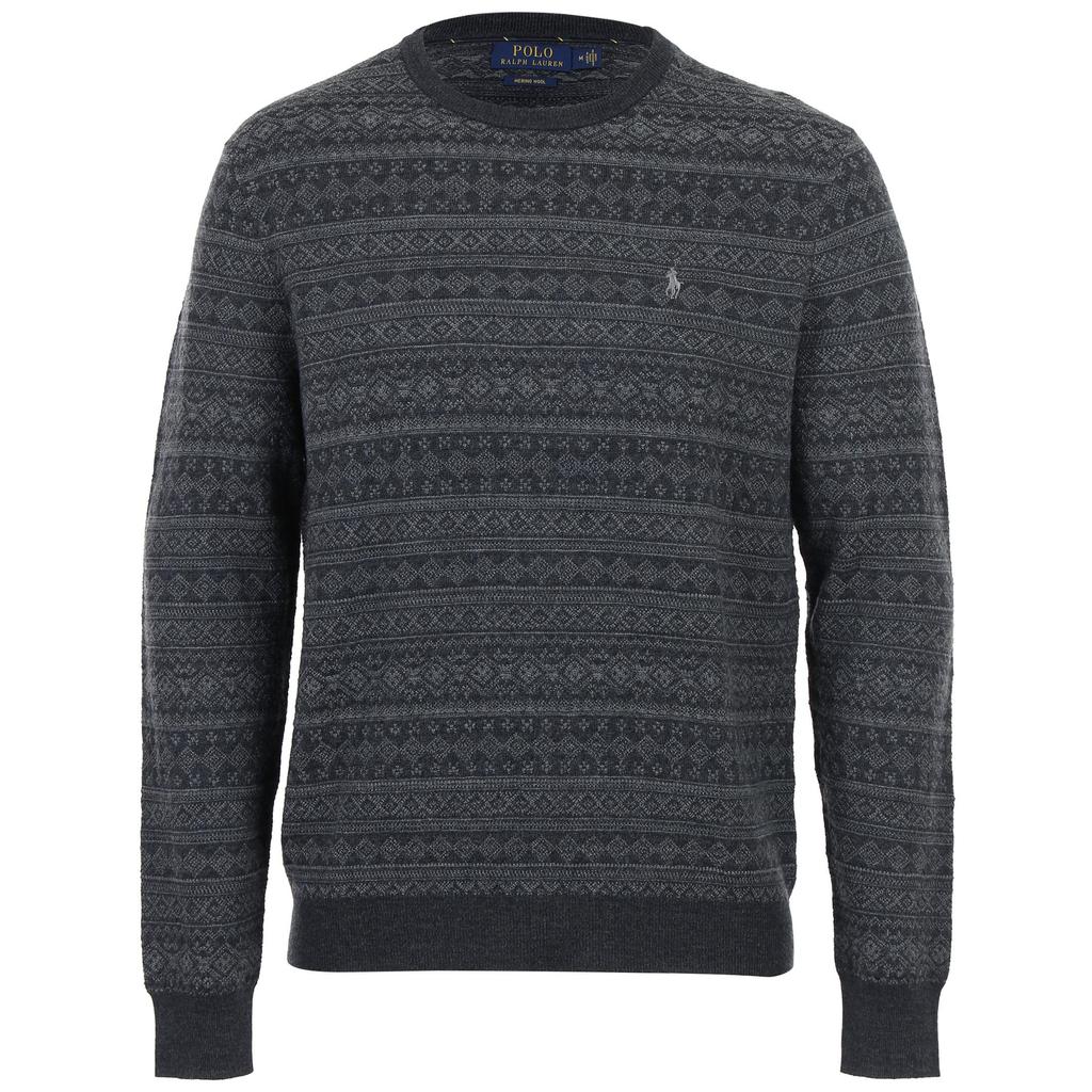 Polo Ralph Lauren Jacquard Pony Logo Embroidered Wool Crew Neck Long Sleeve Knit Sweater Men sweater Gray MNPOSWE16810421-C60