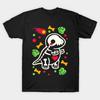 Men Black Print T-shirt Tyrannosaurus Rex Skeleton No-Cut Transfer Paper Print Cotton Tshirt