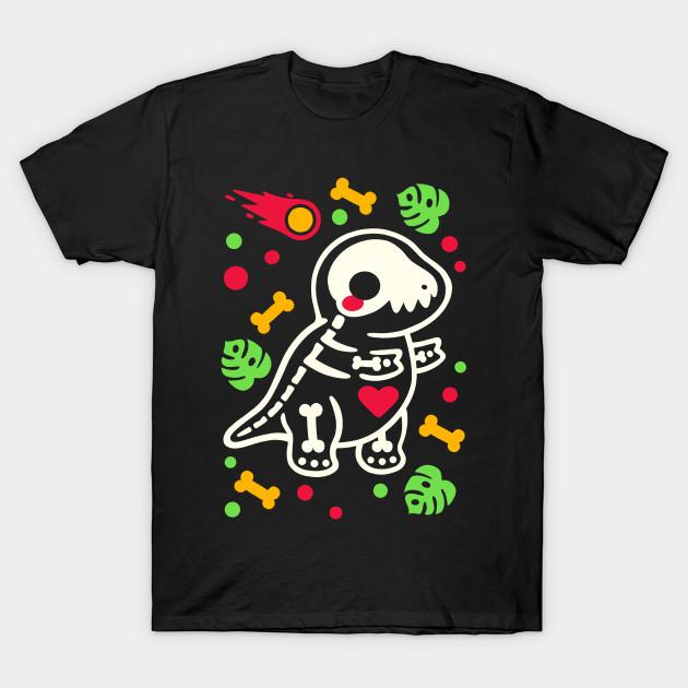 Men Black Print T-shirt Tyrannosaurus Rex Skeleton No-Cut Transfer Paper Print Cotton Tshirt L чёрный