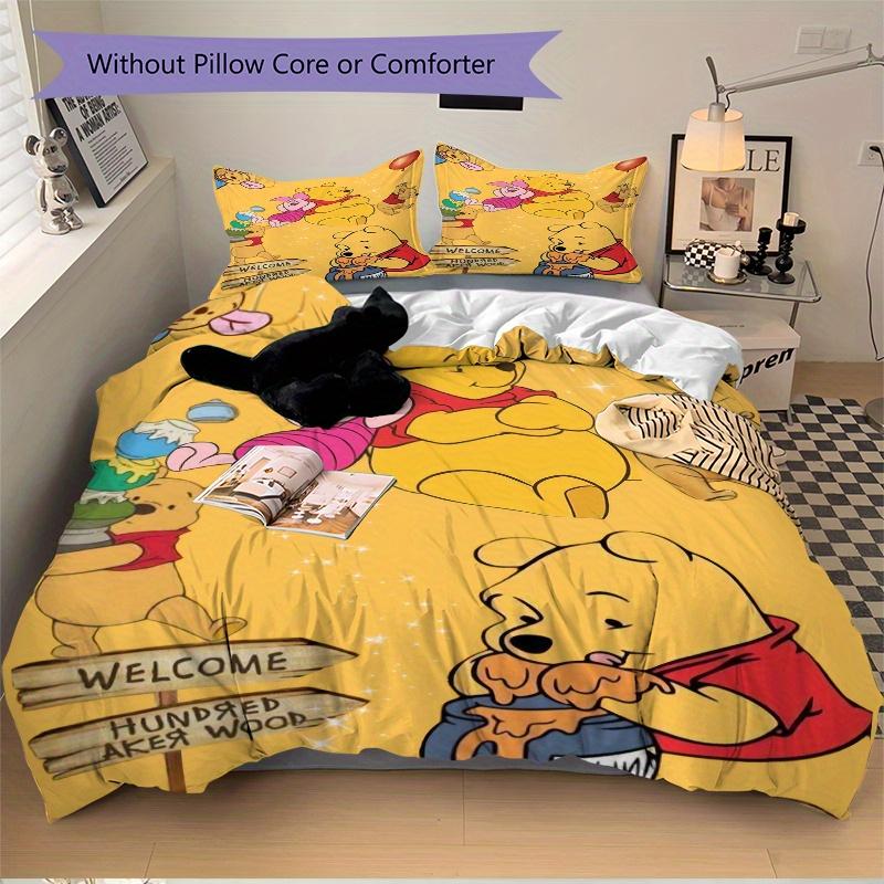 3pcs Piglet and Winnie the Pooh Printed Bedding Set, Soft and Comfortable Quilt Cover for Bedroom Q078