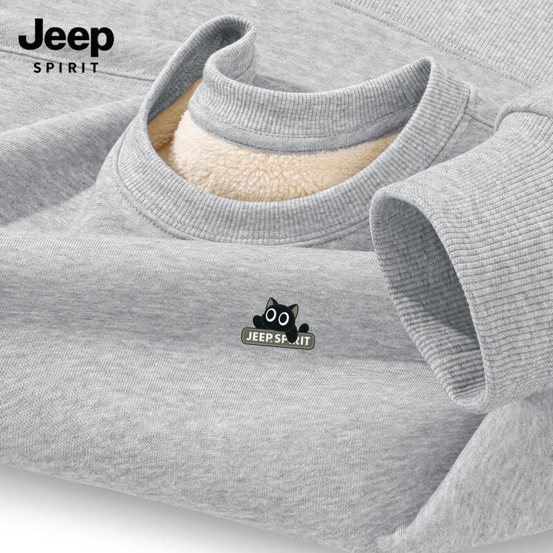 JEEP SPIRIT Men's 2025 Plush Lamb Wool Round Neck Sweatshirt