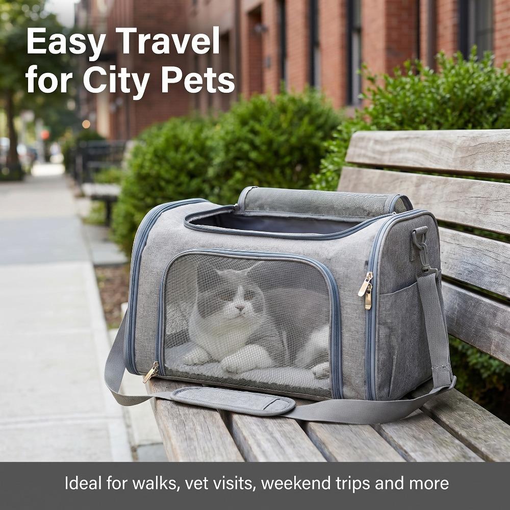 Tragbare atmungsaktive Hund- und Katzen-Tragetasche - Weiche Seiten-Rücken-Tasche - Haustier-Rucksack - Haustier-Reisetasche - Reise- und Spiel-Haustier-Handtasche