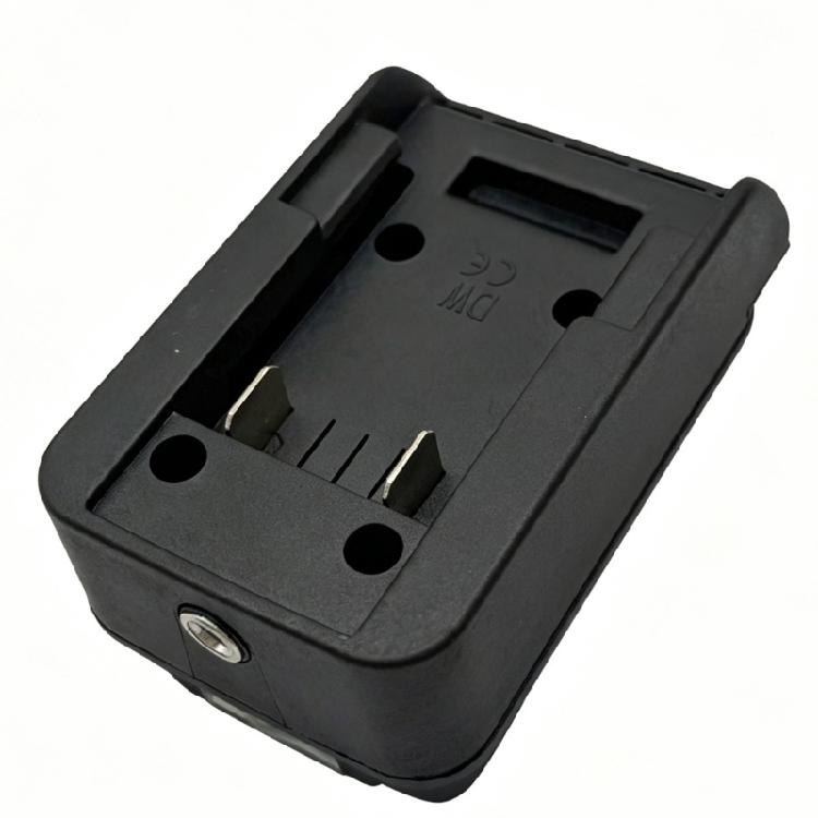 Battery Adapter with Slide-On Battery Dock, 21V Input to 5V Output, LED Work Light, and Button Control for Home and Field Work Use