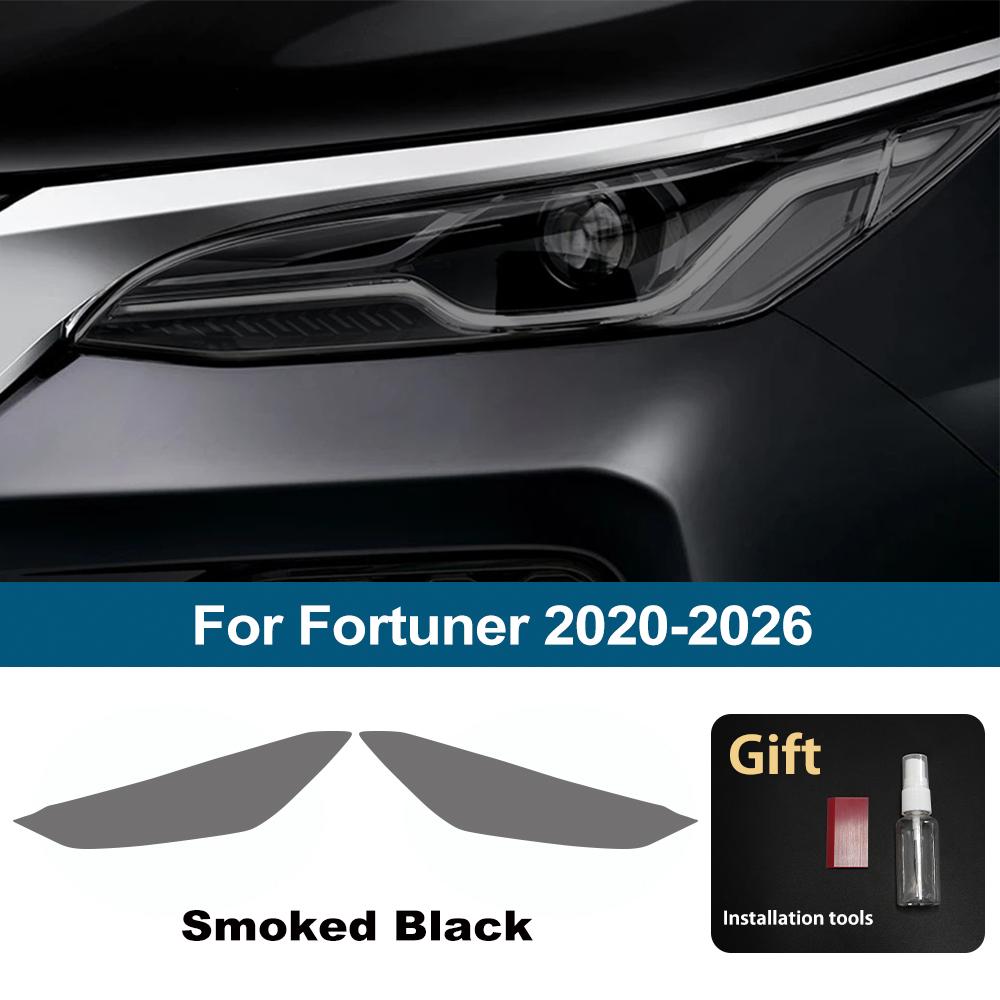For Toyota Fortuner 2020-2026 Smoke Black Pre Cut Car Headlight Protective Film Anti-Scratch High-Gloss Auto Vinyl Wrap Film