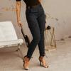 Pantaloni cargo slim fit pentru femei cu talie joasă, cu fermoar, cu fermoar, de culoare uni, pantaloni creion, cu mai multe buzunare, jambiere cu design