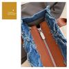 Borsa a tote in denim con bordo grezzo borsa a mano da donna
