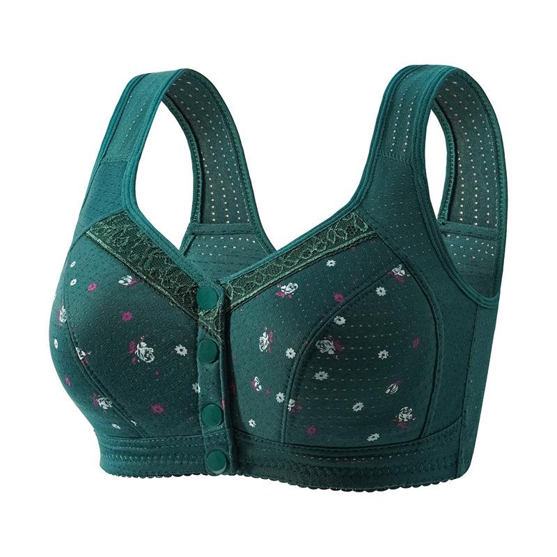 Floral Front Button Wireless Comfort Everyday Bra