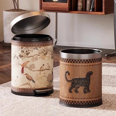 Vintage Waste Bins Metal Trash Can Luxury Living Room Wastebasket Large Capacity Separate Trashs Things for Home and Kitchen