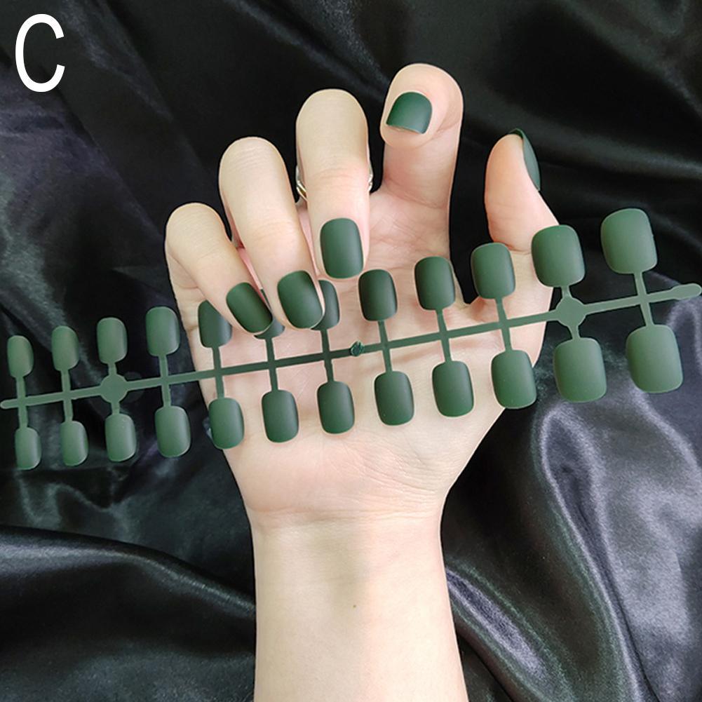 24 шт./Набор Матовые Накладные Ногти Простые Однотонные Короткие Ногти Накладные Типсы Надавливаются Полное Покрытие Искусственные Ногти на Пальцы Съемные