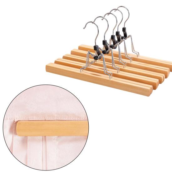 5Pcs Horse-Face Skirt Hanger Traceless Anti-slip Windproof 360° Rotatable Strong Load Bearing Solid Wood JK Skirt Pants Trousers Clothing Drying Rack