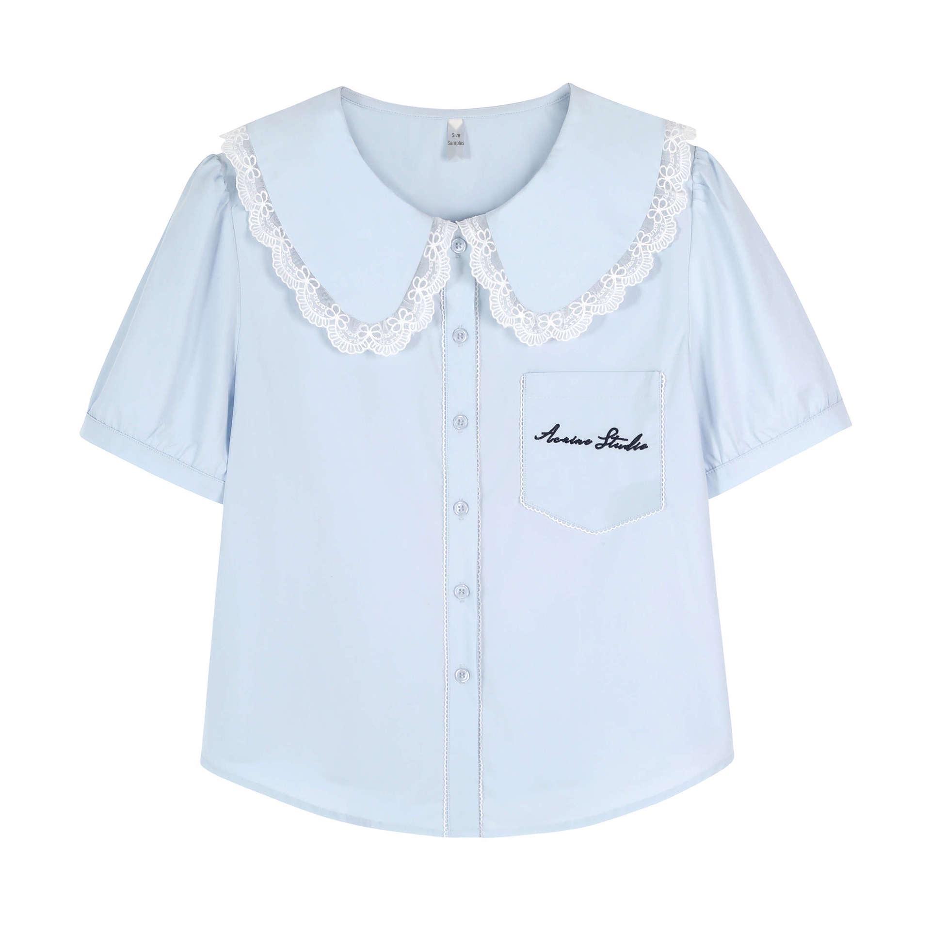 

Women s Plus Size Lace Doll Collar Embroidered Shirt and Pleated A-Line Skirt Set - College Style 4XL (180-200 lbs)