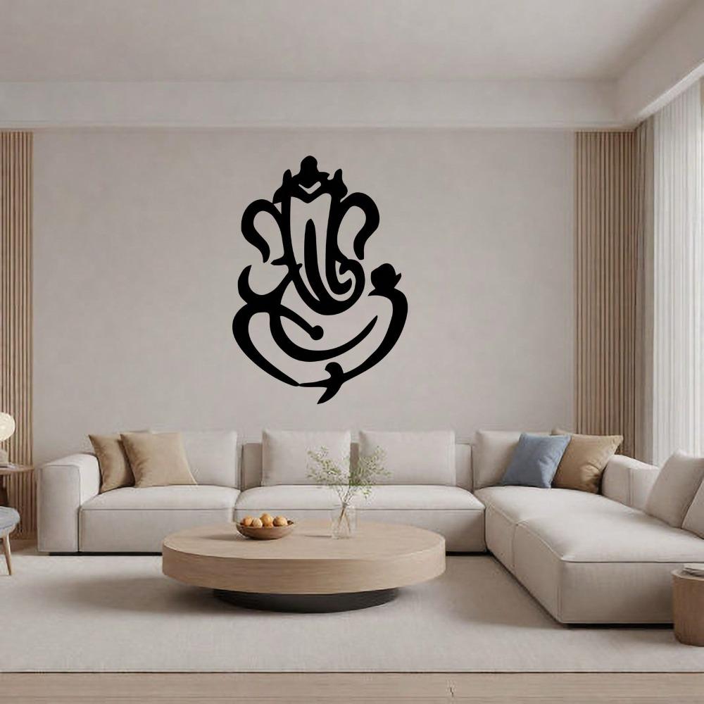 Ganesha Wall Decor Black Metal Wall Art Religious Home Office Meditation Decor