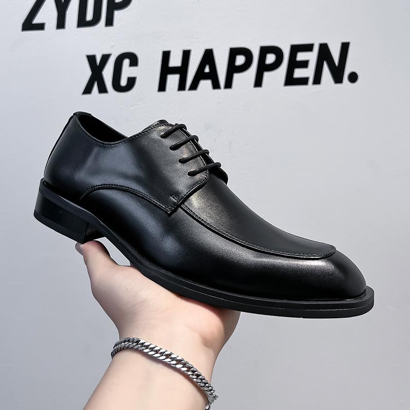 

Деловые туфли летние новые кожаные туфли черные на шнуровке трендовые универсальные официальные мужские туфли для госслужащих на мягкой подошве 24268-A 38 чёрный