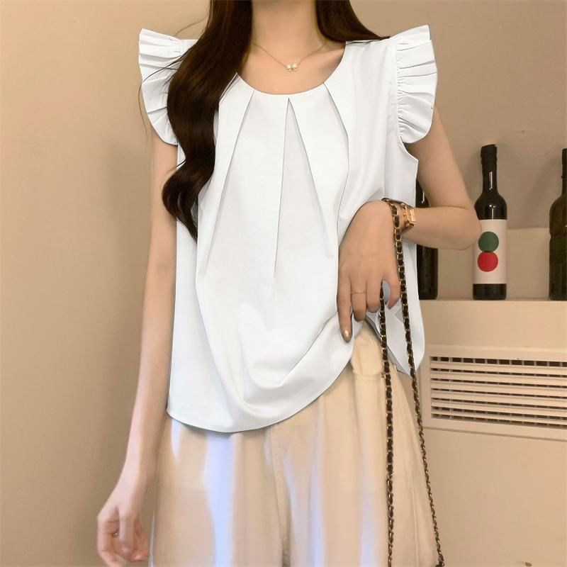 ZANZEA Women Summer Casual Round Neck Loose Sleeveless Vest Tops S белый