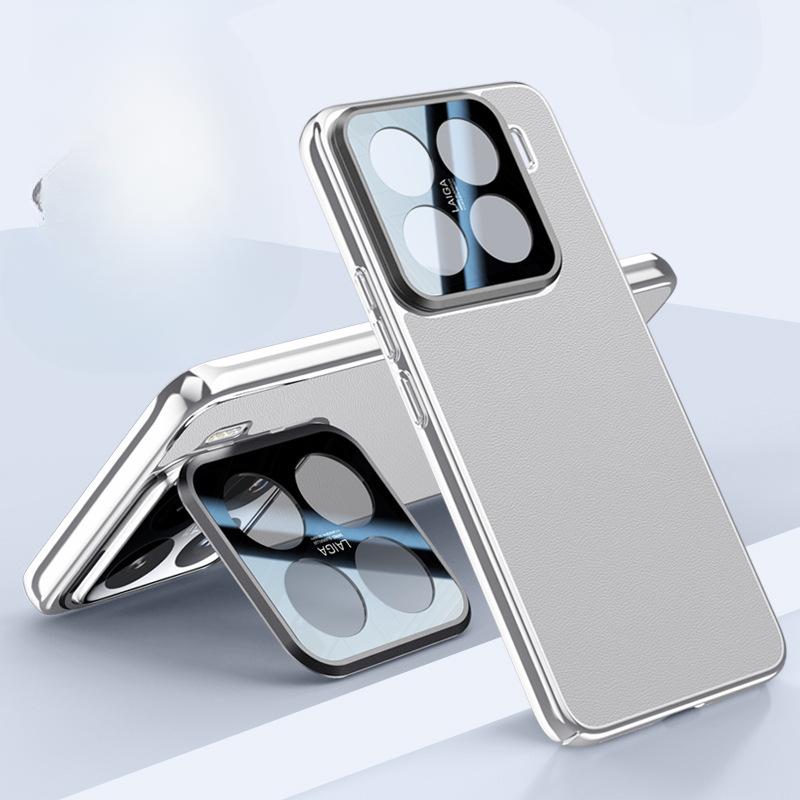 

Чехол для телефона Xiaomi 15pro Чехол-подставка для объектива Xiaomi Противоударный Полная защита 15 Гальванизированный Бизнес Однотонный Кожаный чехол Xiaomi Mi 15